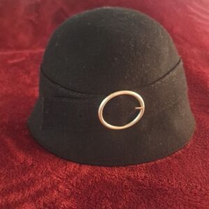 Elegant Black Cloche Hat with Silver Accent